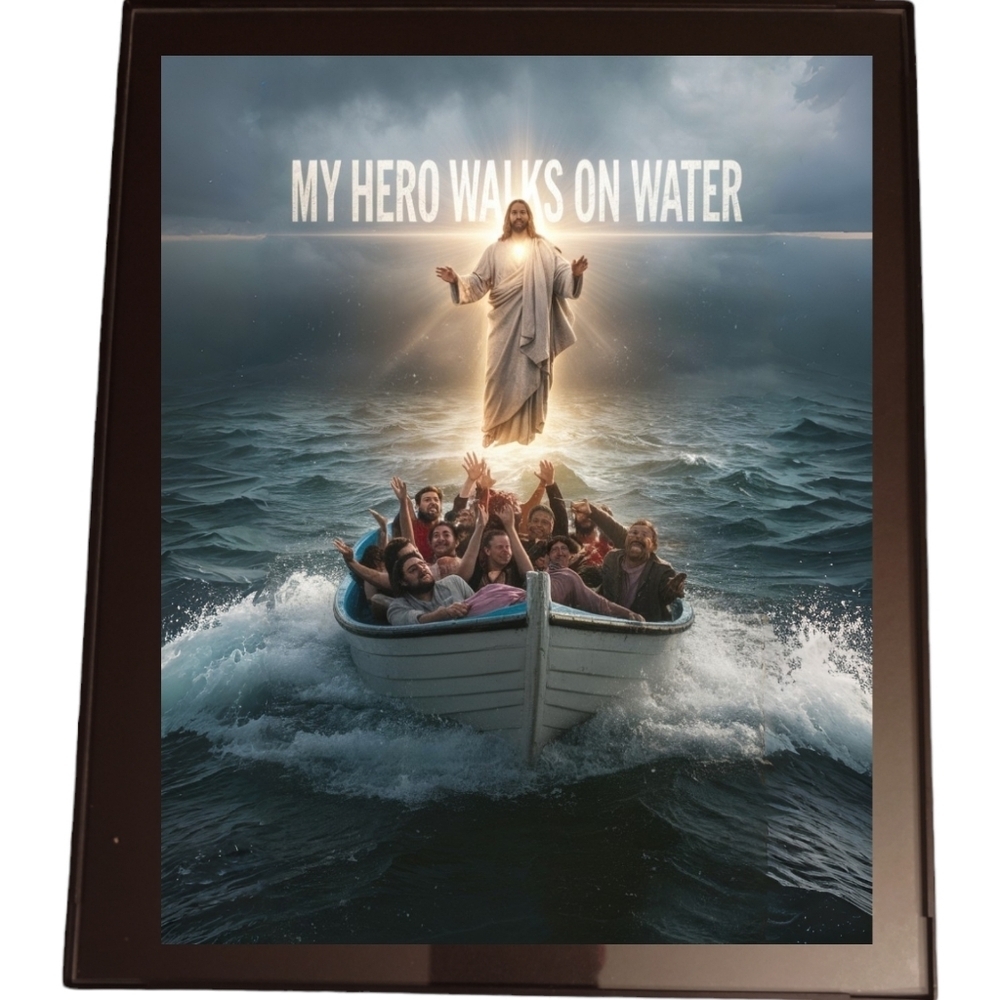 Jesus Walks On Water In A Frame 8x10 Picture AI wall art